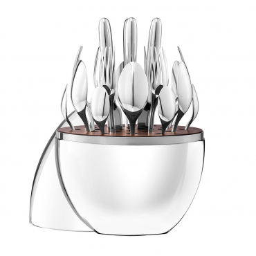 Набор столовых приборов "Mood" на 6 персон: посеребренные столовые вилки, ложки и ножи + чайные ложки