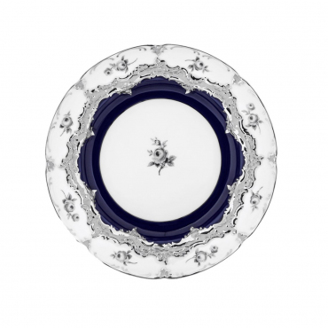 Обідня тарілка інкрустована платиною "B-FORM ROYAL BLUE PLATINUM", D 22 см