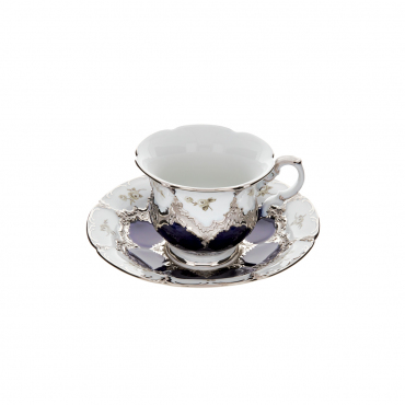 Чайная чашка с блюдцем, инкрустированные платиной "B-Form Royal Blue Platinum", v 0,16 л