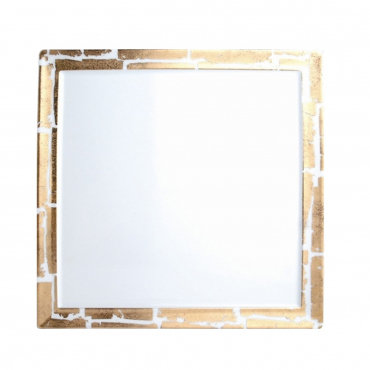 Обідня тарілка квадратна інкрустована золотом "Feuille", 26x26 см