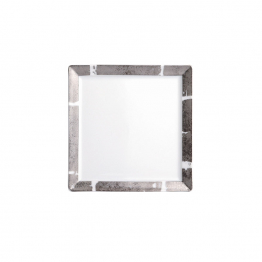 Пирожковая тарелка квадратная инкрустированная платиной "Feuille", 13x13 см