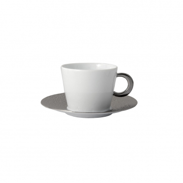 Чайна чашка / чашка для капучино з блюдцем інкрустовані платиною "ECUME PLATINE", V 0,17 Л