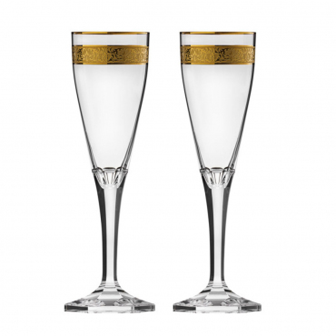 Бокал для шампанского инкрустированный золотом "COPENHAGEN", набор из 2-х, H 21 см