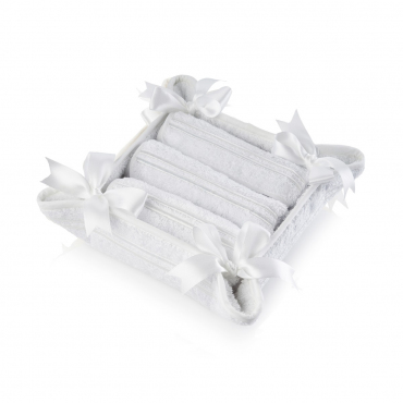 Набір білих рушників у кошику "2 LINES", 3 предмети, 30х30 см