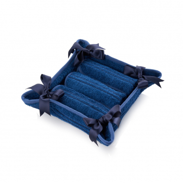 Набір блакитних рушників у кошику "2 LINES", 3 предмети, 30х30 см