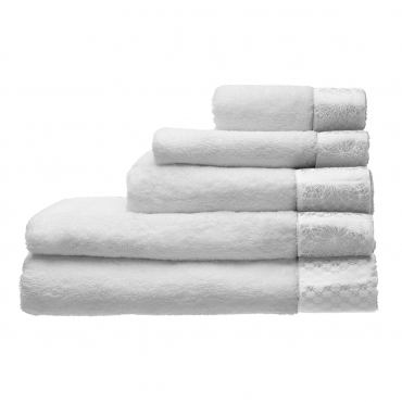 Набор из пяти белых полотенец с жаккардовым кантом "Towels", col.000 