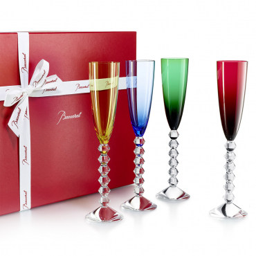 Набір різнокольорових келихів для шампанського "Véga", 4 предмети