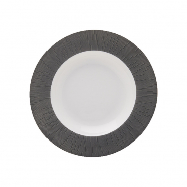 Тарілка для супу з темно-сірим обідком "INFINI GRIS ANTHRACITE", D 24 см