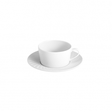 Чайная чашка с блюдцем матовые "Waves Relief bisque", V 0,15 л
