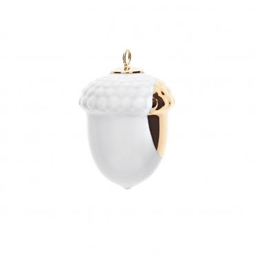 Ялинкова іграшка золотий жолудь "Christmas Porcelain", h 4,5 см
