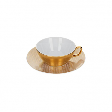 Чайная чашка позолоченная с блюдцем "Cosmopolitan Mesh gold", V 0,2 л