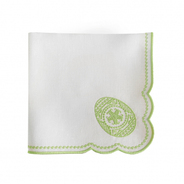 Салфетка белая с зеленой вышивкой "Pysanky", 44х44 см