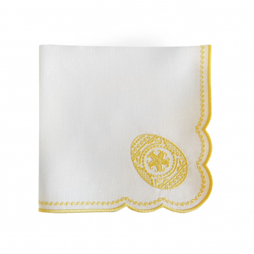 Салфетка белая с желтой вышивкой "Pysanky", 44х44 см