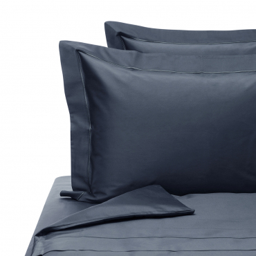 Комплект постельного белья сине-серый "Satin 300 TC", 6 предметов, евростандарт