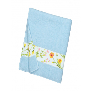 Полотенце для тела голубое "Flower Meadow", 68х150 см
